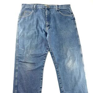 Cabela's Blue Jeans Men's Size 42x30 Brown Flannel Lined Relaxed Denim High Rise